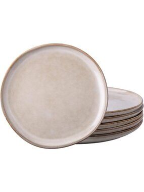 Set of 6 Ceramic Dinner Plates - 10.5 Inch Stoneware, Elegant Tableware